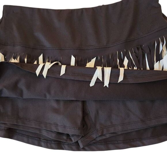 Lucky In Love Womens Black White Fringed Tennis Skort Size Small - Picture 3 of 9